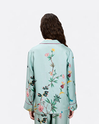 Pajama Mavi Gömlek Kadın Pijama Üst - 4