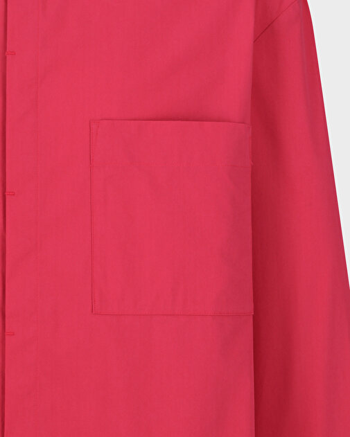 Kare Cepli Oversize Kırmızı Erkek Gömlek - 6