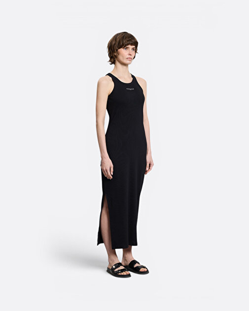 Paris Ribbed Siyah Kadın Elbise - 3