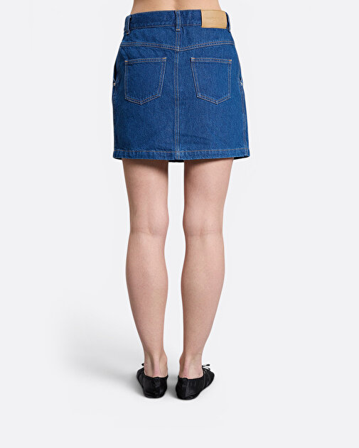 Denim Lacivert Kadın Etek - 6