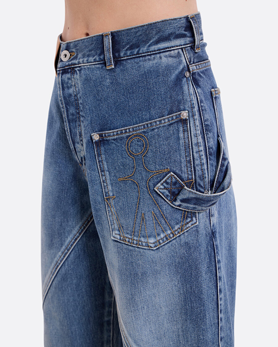 Twisted Workwear Mavi Kadın Jean Pantolon - 7
