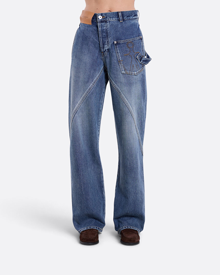 Twisted Workwear Mavi Kadın Jean Pantolon - 5