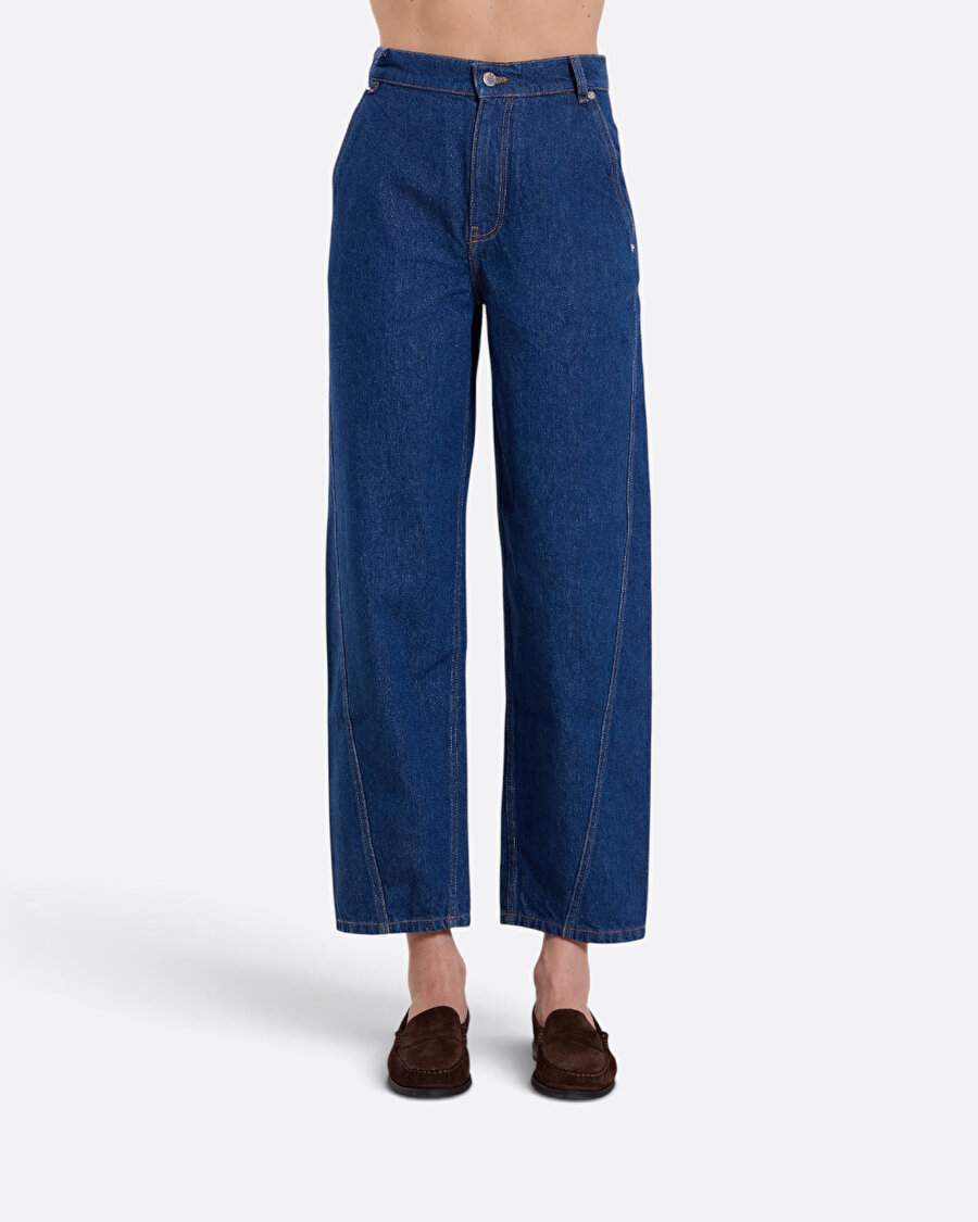 Tapered Lacivert Kadın Jean Pantolon - 7
