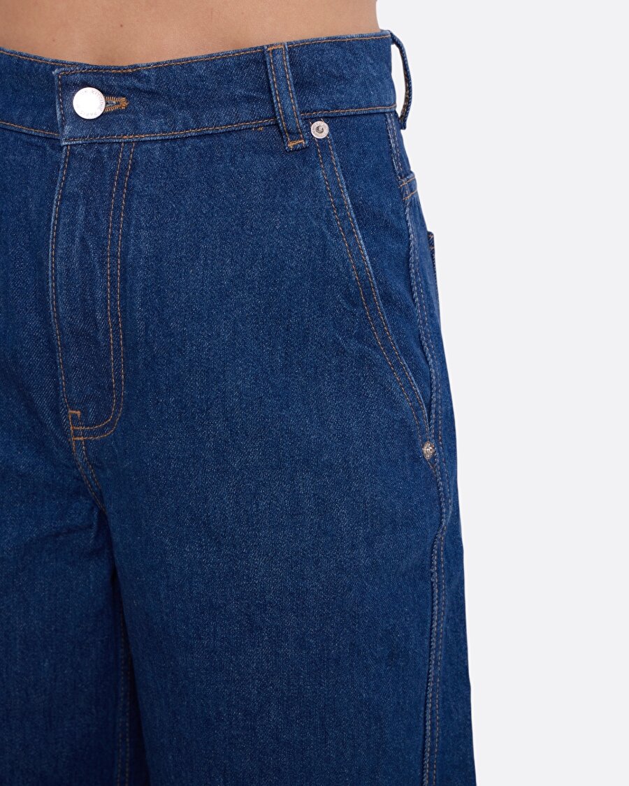 Tapered Lacivert Kadın Jean Pantolon - 0